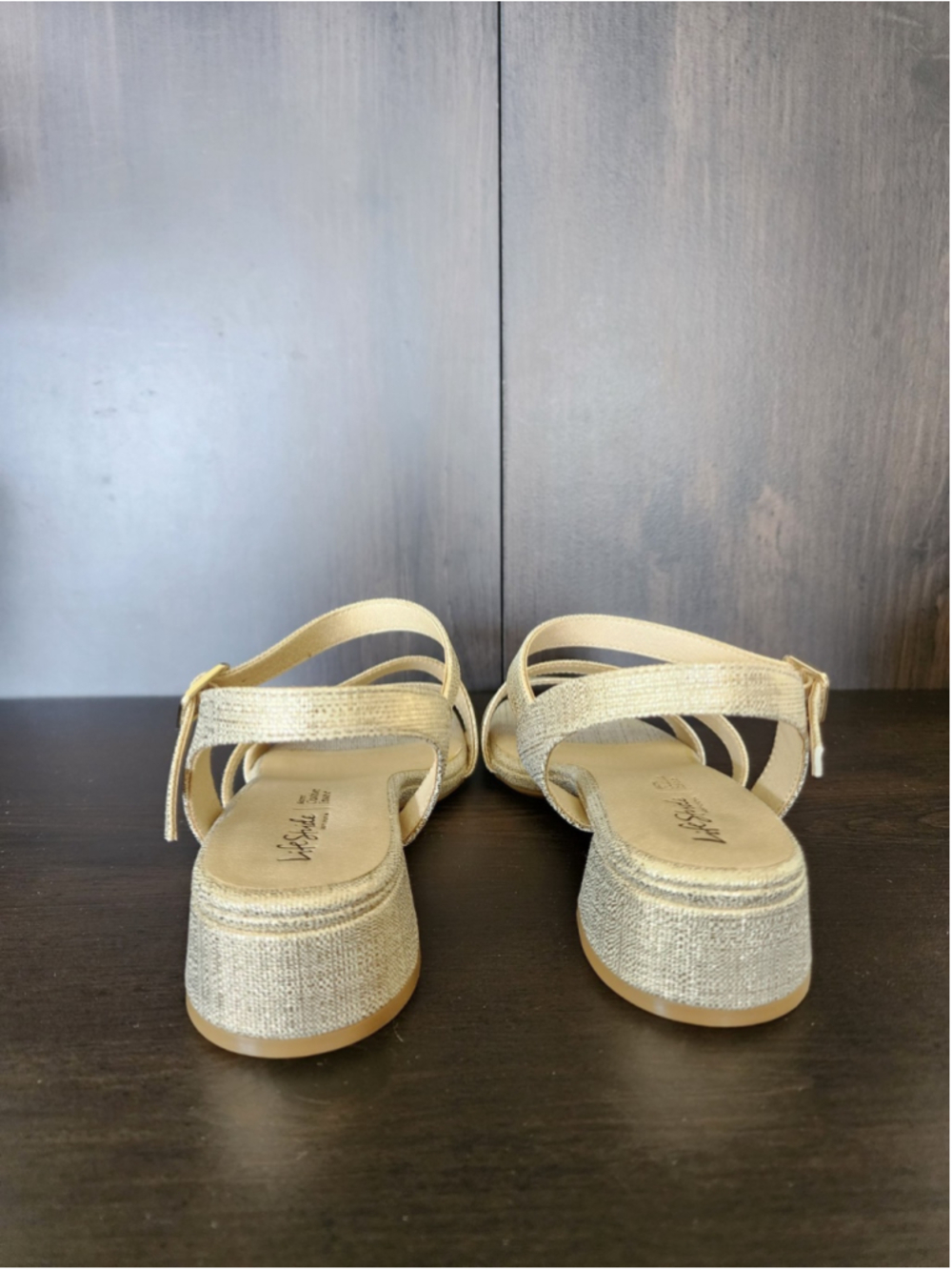 LifeStride Julep Strappy Block Heel Sandals Sz 7 M - Light Gold - Platinum - Picture 7 of 15